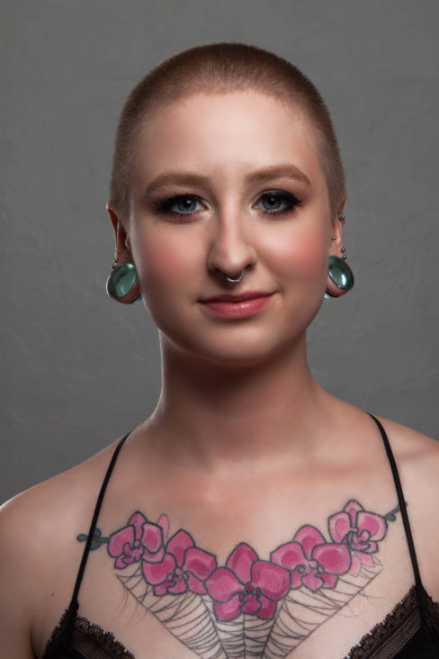 irina-volkoff-bald-rose-tattoo-black-lingerie-norman-ok