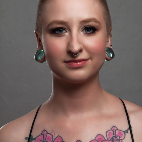 irina-volkoff-bald-rose-tattoo-black-lingerie-norman-ok