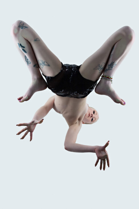 Image of Britney Sebourn seen from below