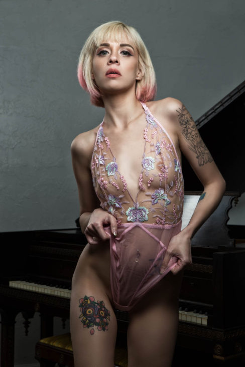 Glamour Image of Paige Elithe Hoffman in pink lingerie