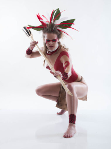 Image of Shelby with flowers and body paint