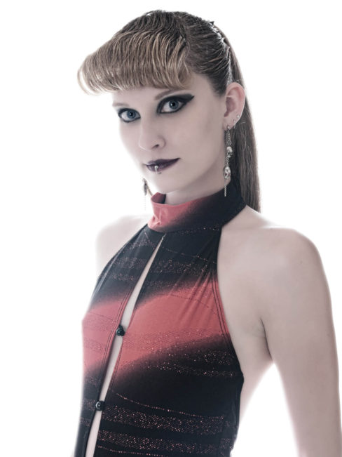 Alternative image of Rose Gothique wearing a red and black dress