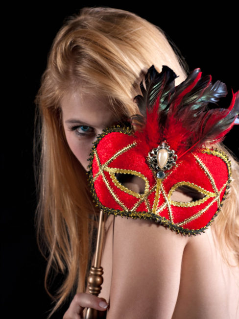 Glamour head shot Ryan Leigh with mask