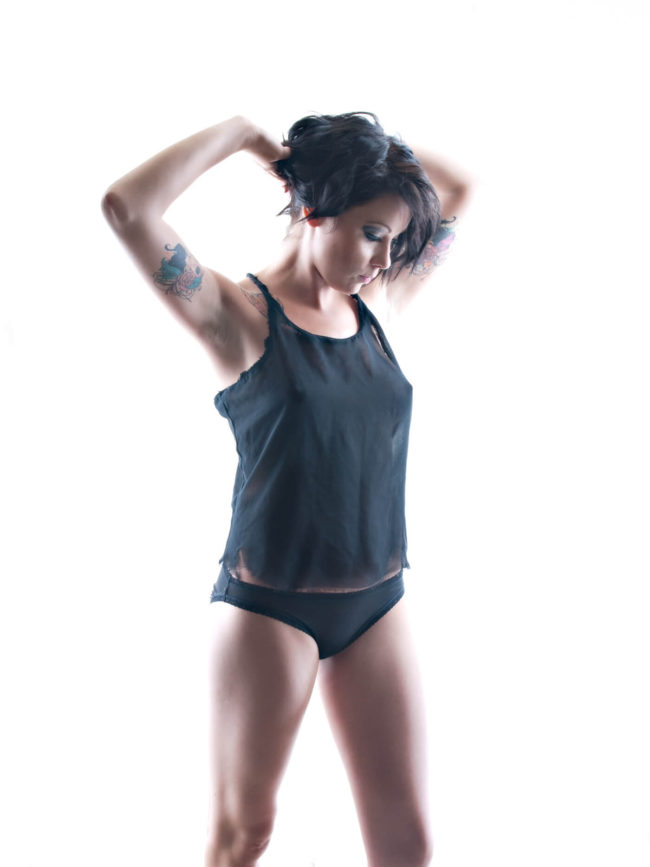 Glamour image of Jennifer LaBombard wearing black